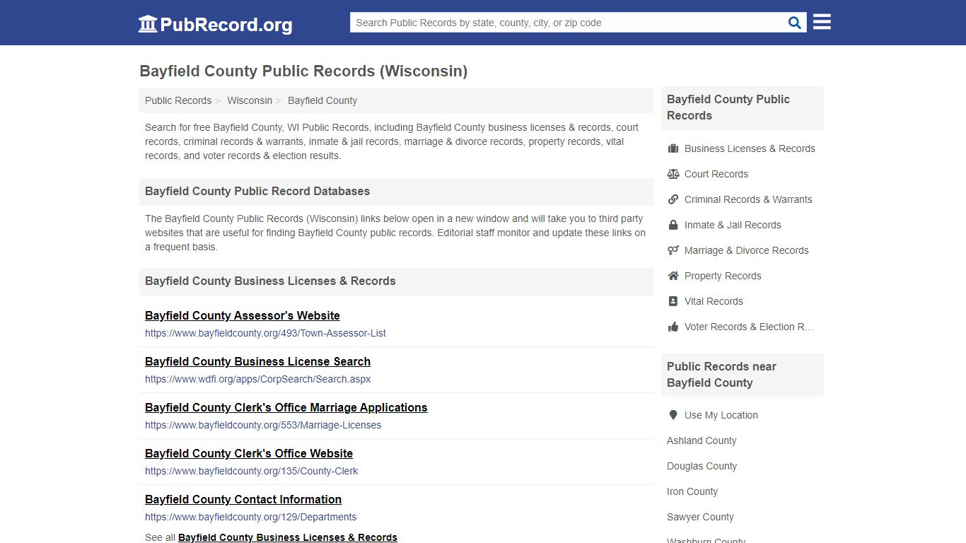 Bayfield County Public Records (Wisconsin) - pubrecord.org