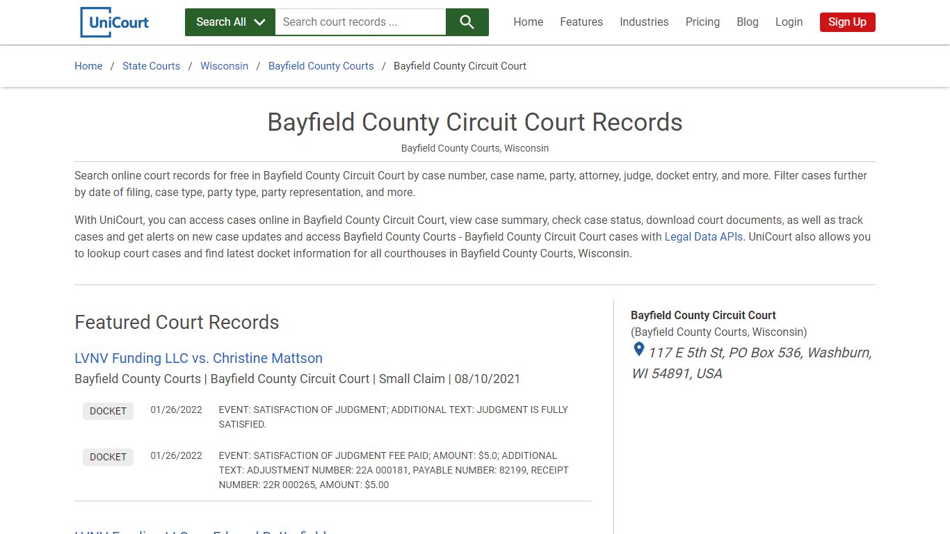 Bayfield County Circuit Court Records | Bayfield | UniCourt